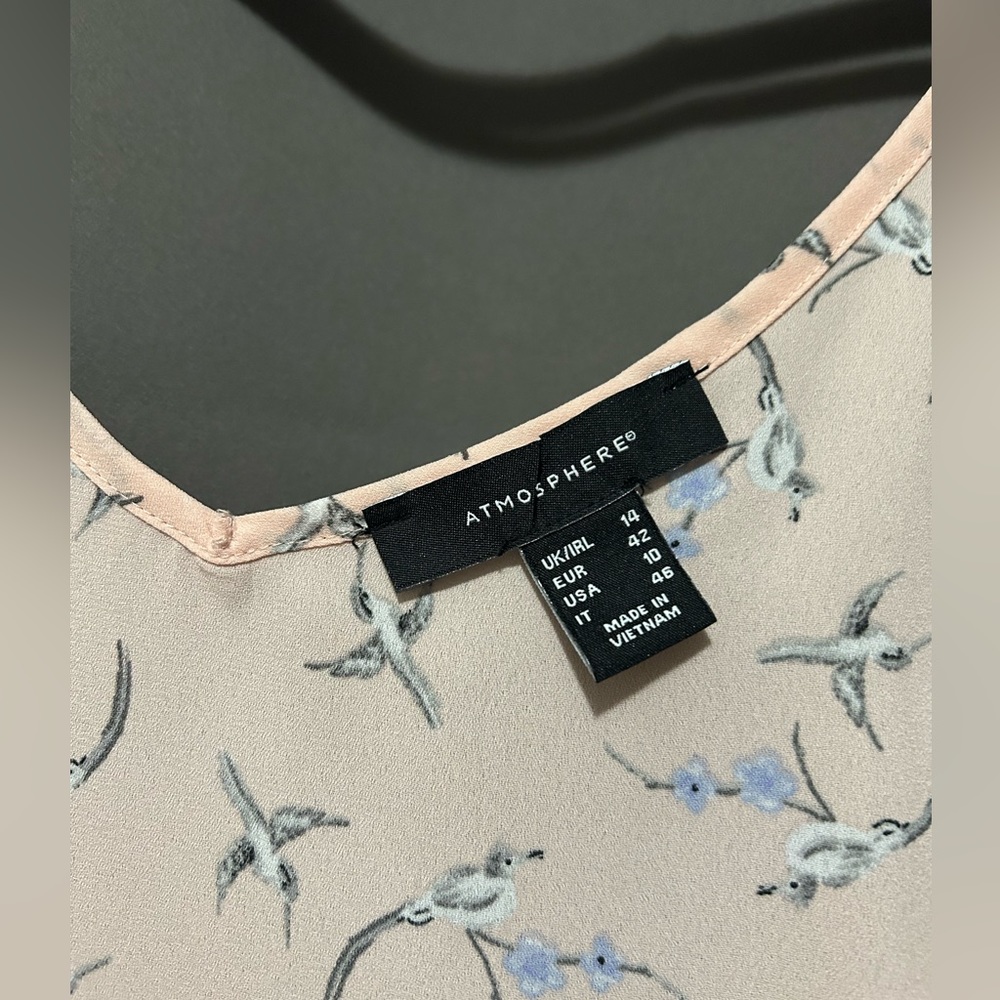 Pink Cami Shirt with Bird Print